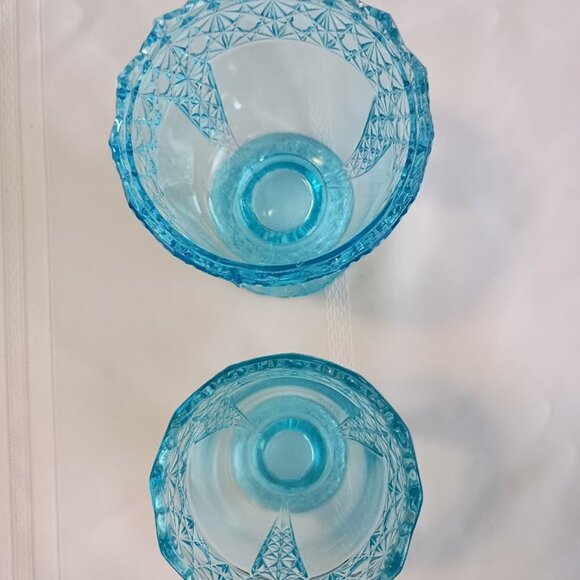 Vintage Fenton Daisy & Button Electric Blue Sugar Dishes - Picture 5 of 10